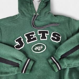 New York Jets Hoodie Men's Medium Green Embroidered Patch Pockets NFL